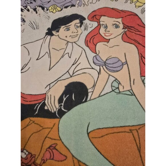 The Little Mermaid Vintage 90s Franco Disney Beach Towel 30x58 Triton Ursula - Picture 2 of 10